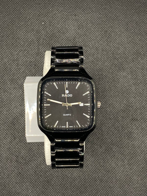R@DO TRUE SQUARE WATCH WITH BLACK HIGH TECH DIAL AND BRACELET
