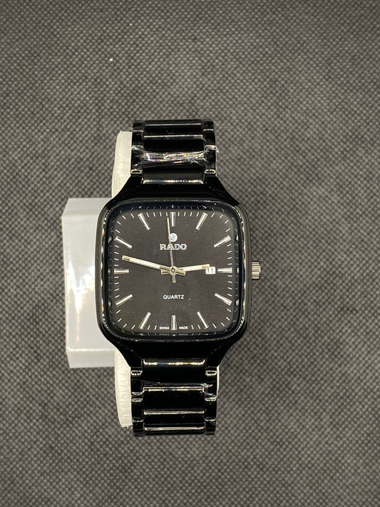 R@DO TRUE SQUARE WATCH WITH BLACK HIGH TECH DIAL AND BRACELET