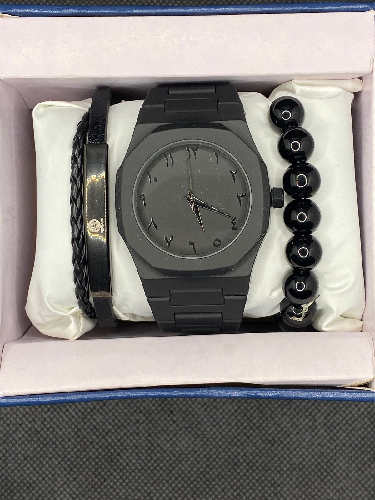 BLACK ARABIC AURA WATCH IN FIBER WITH BRACELET
