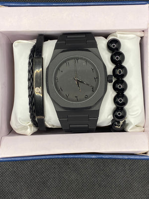 BLACK ARABIC AURA WATCH IN FIBER WITH BRACELET
