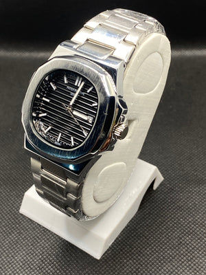 PP GENEVE IN BLACK DIAL WITH DATE STAINLESS STEEL BRACELET