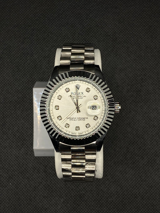 RLX OYSTER PERPETUAL TWO TONE WITH SILVER DIAL WITH DATE