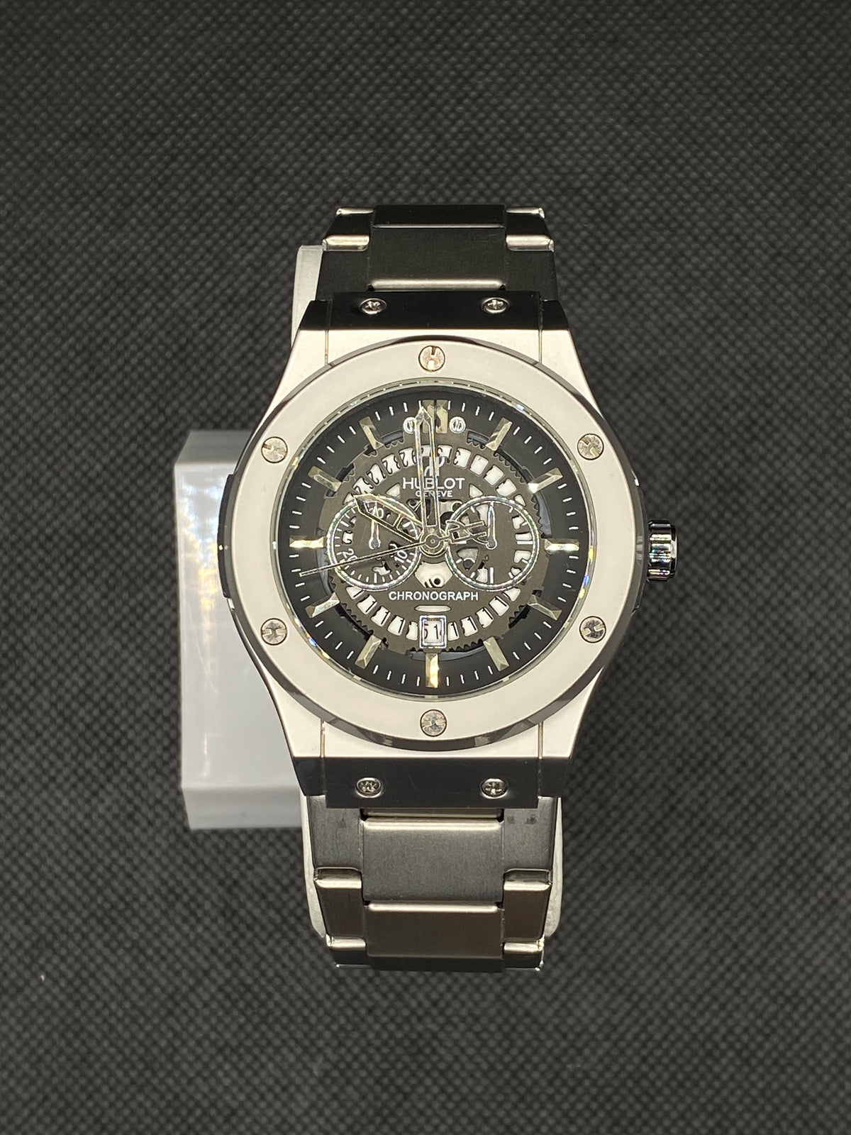 HB SPIDER DIAL CHRONOGRAPH WITH DATE IN TITANIUM SILVER CHAIN