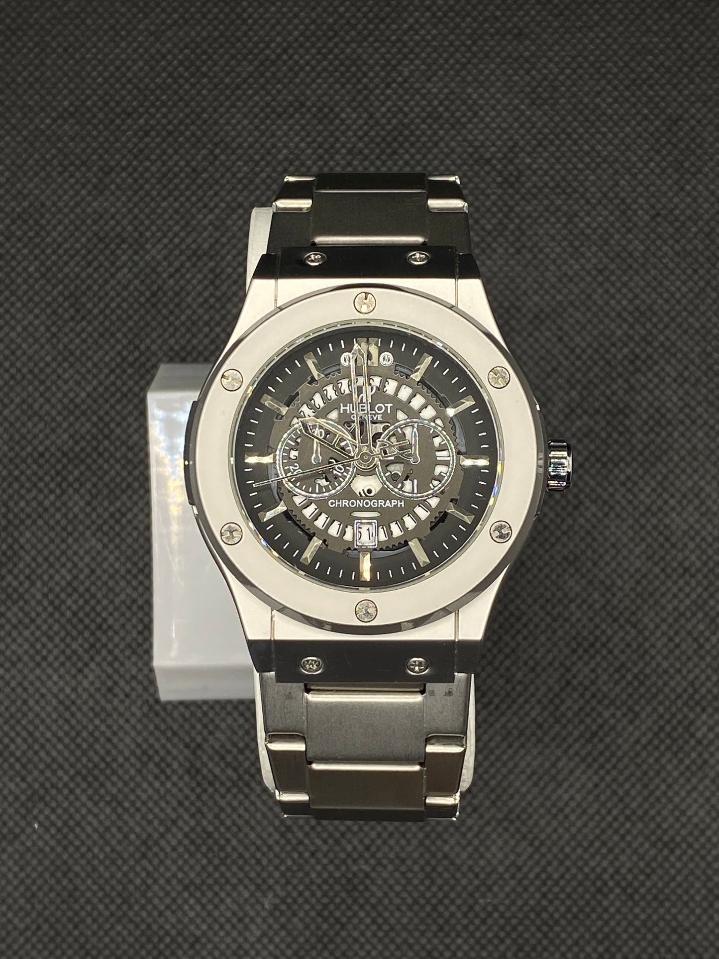 HB SPIDER DIAL CHRONOGRAPH WITH DATE IN TITANIUM SILVER CHAIN