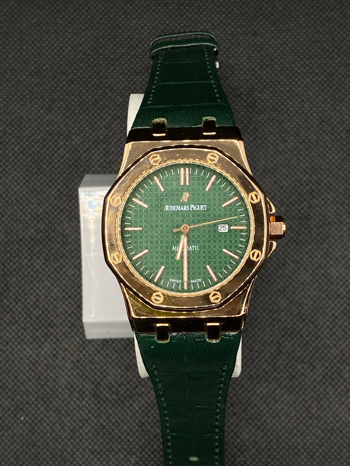 AP GREEN DIAL SEMI AUTOMATIC WITH DATE IN PREMIUM GREEN LEATHER STRAP
