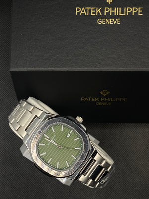 PP GENEVE IN GREEN DIAL WITH DATE STAINLESS STEEL STRAP