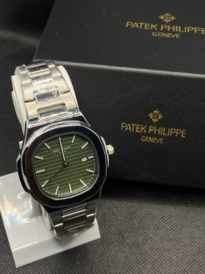 PP GENEVE IN GREEN DIAL WITH DATE STAINLESS STEEL STRAP