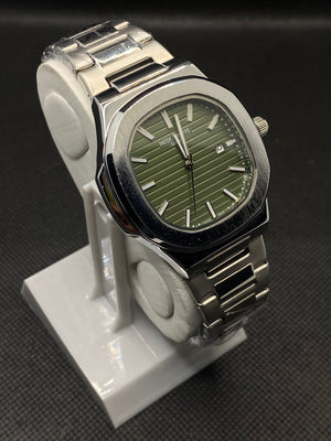 PP GENEVE IN GREEN DIAL WITH DATE STAINLESS STEEL STRAP