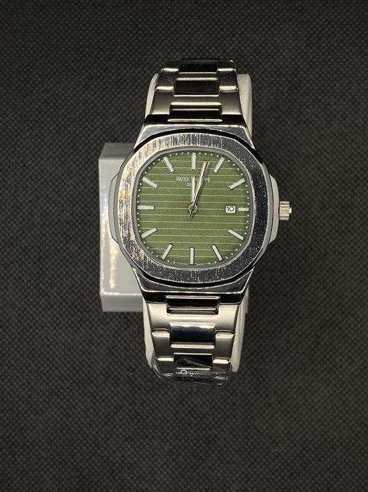 PP GENEVE IN GREEN DIAL WITH DATE STAINLESS STEEL STRAP